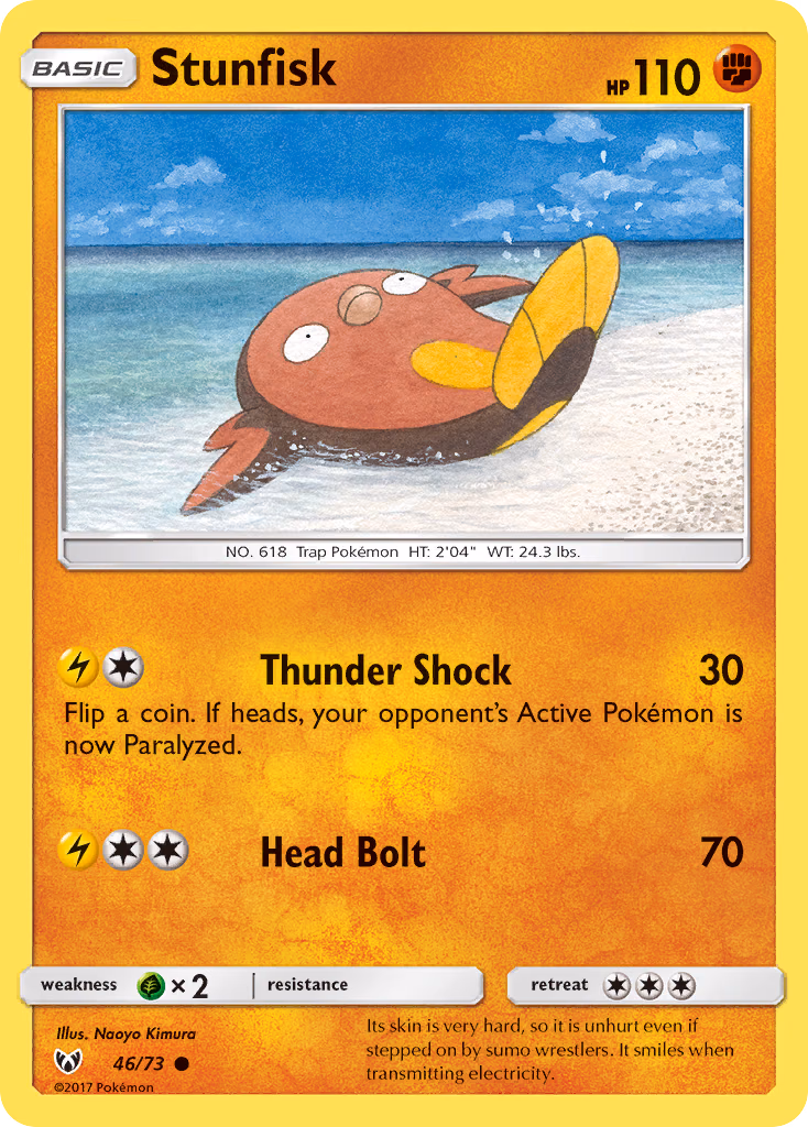 Stunfisk Pokemon card (46/73, Shining Legends)