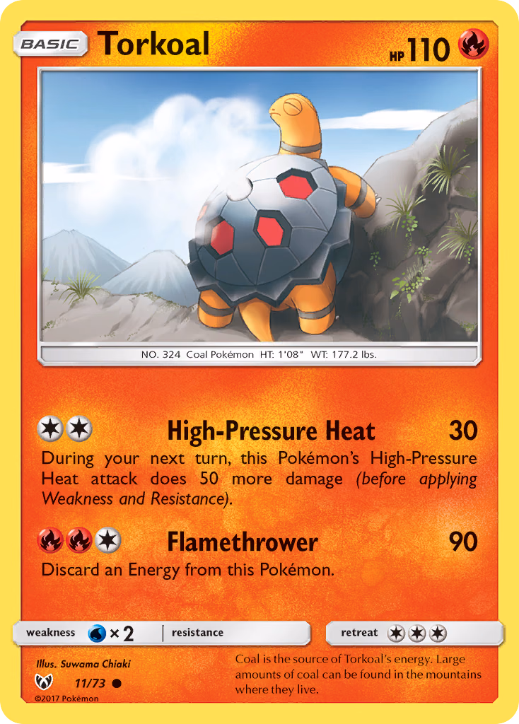 Torkoal Pokemon card (11/73, Shining Legends)