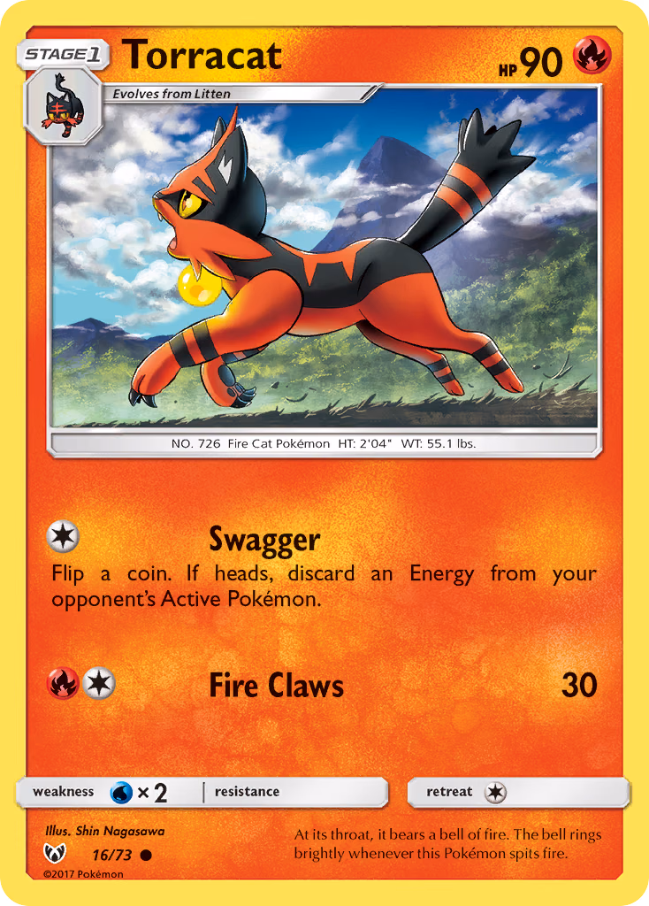 Torracat Pokemon card (16/73, Shining Legends)