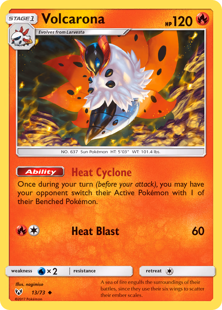 Volcarona Pokemon card (13/73, Shining Legends)