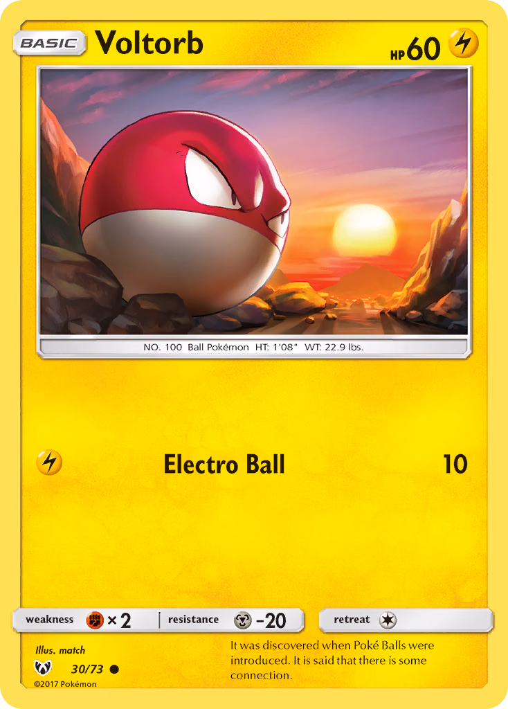 Voltorb Pokemon card (30/73, Shining Legends)