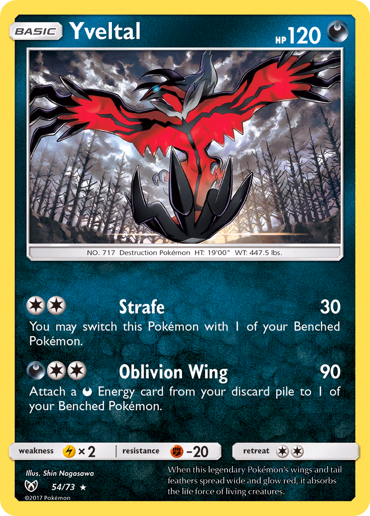 Yveltal Pokemon card (54/73, Shining Legends)