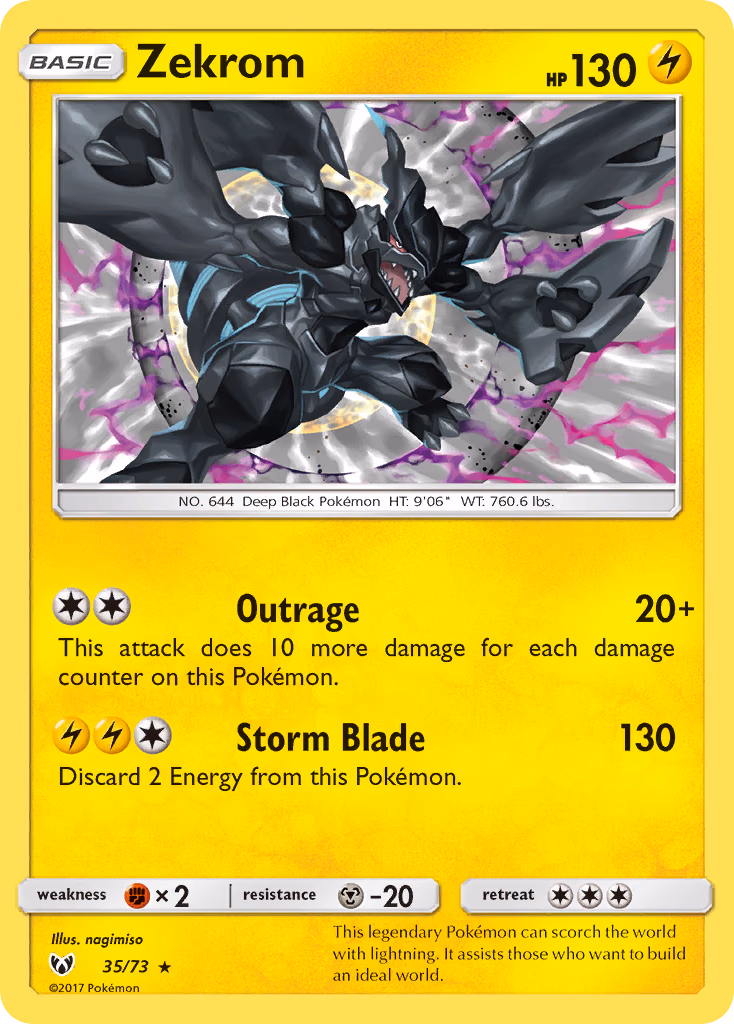 Zekrom Pokemon card (35/73, Shining Legends)