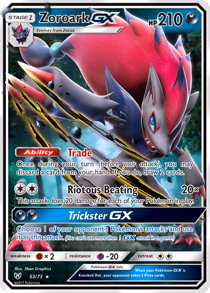 Zoroark-GX Pokemon card (53/73, Shining Legends)