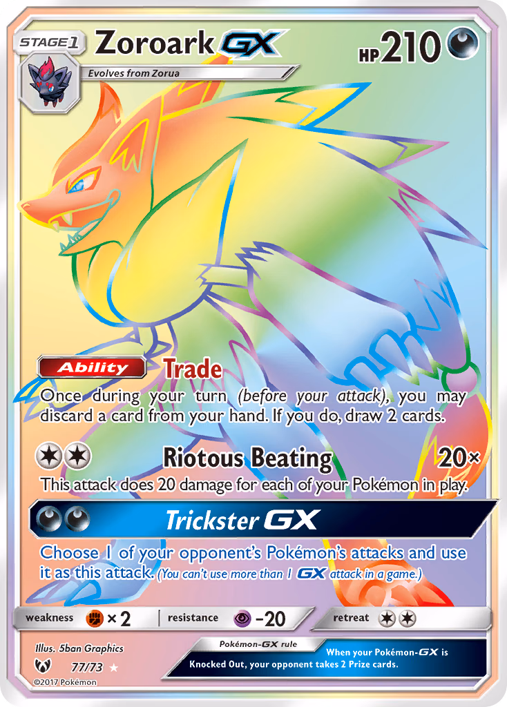 Zoroark-GX Pokemon card (77/73, Shining Legends)