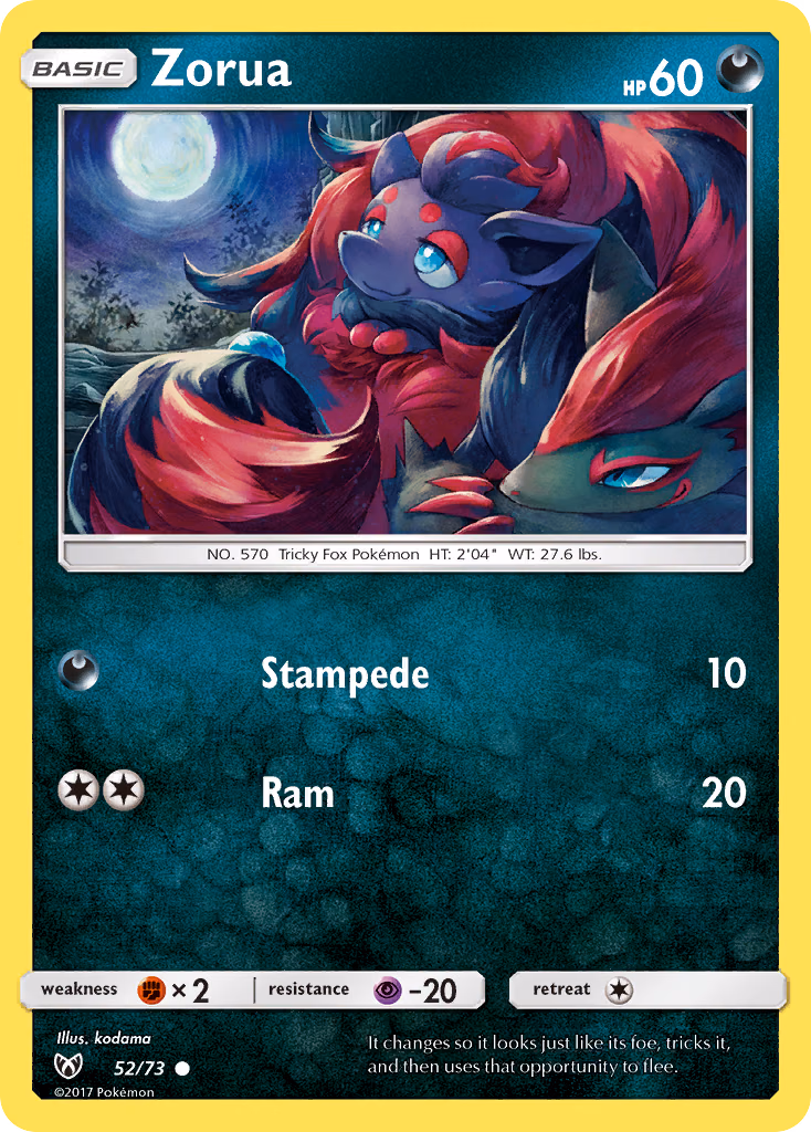 Zorua Pokemon card (52/73, Shining Legends)