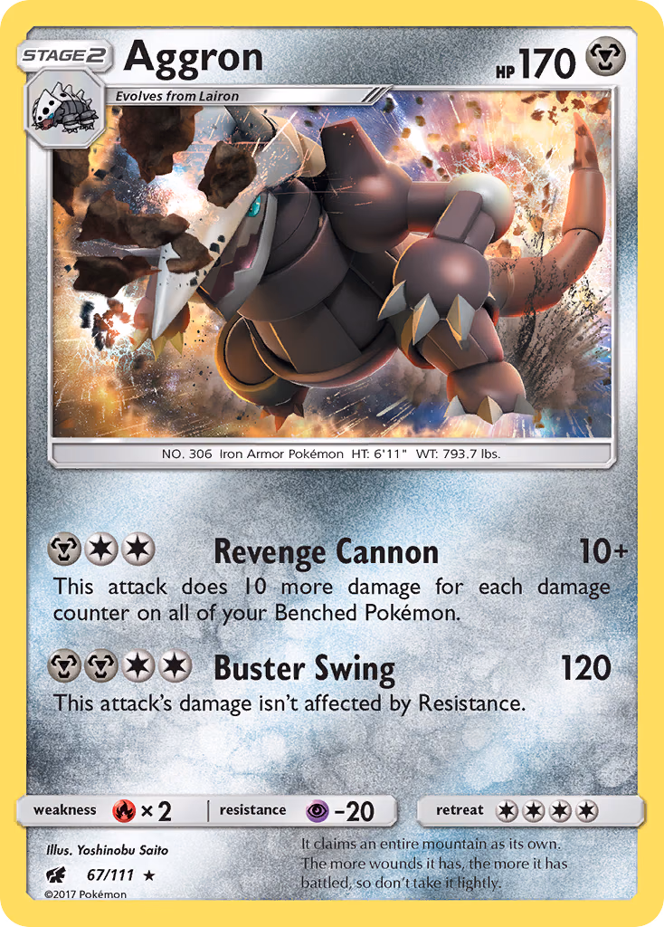 Aggron Pokemon card (67/111, Crimson Invasion)