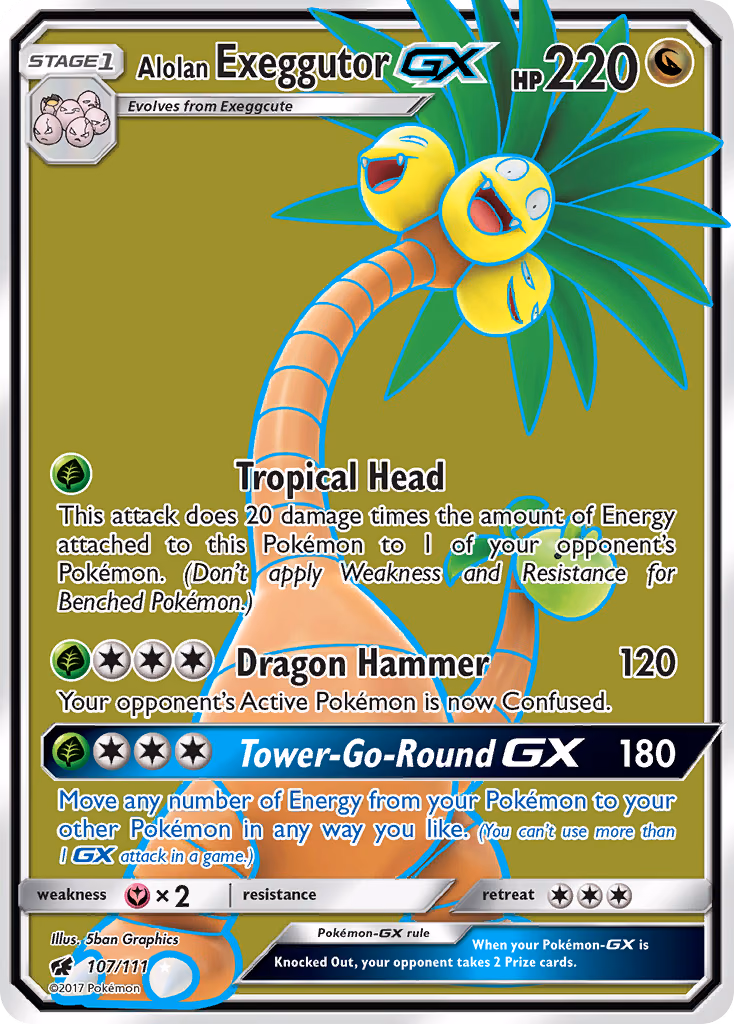 Alolan Exeggutor-GX Pokemon card (107/111, Crimson Invasion)