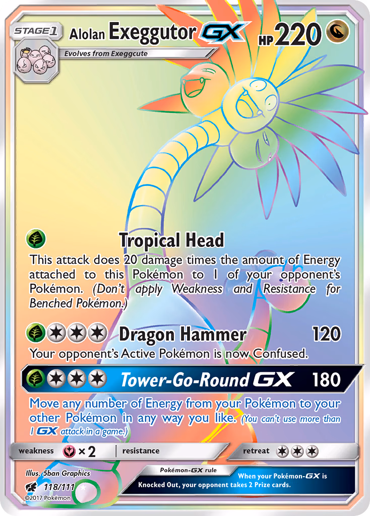 Alolan Exeggutor-GX Pokemon card (118/111, Crimson Invasion)