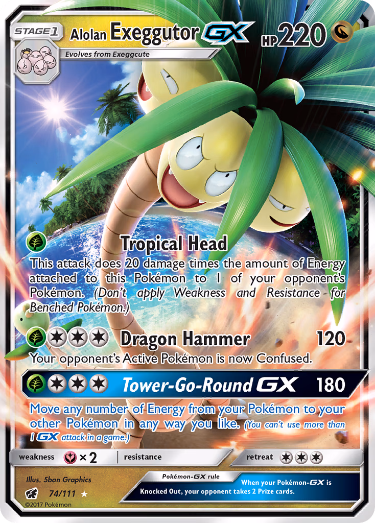 Alolan Exeggutor-GX Pokemon card (74/111, Crimson Invasion)