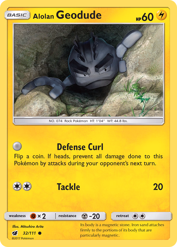 Alolan Geodude Pokemon card (32/111, Crimson Invasion)