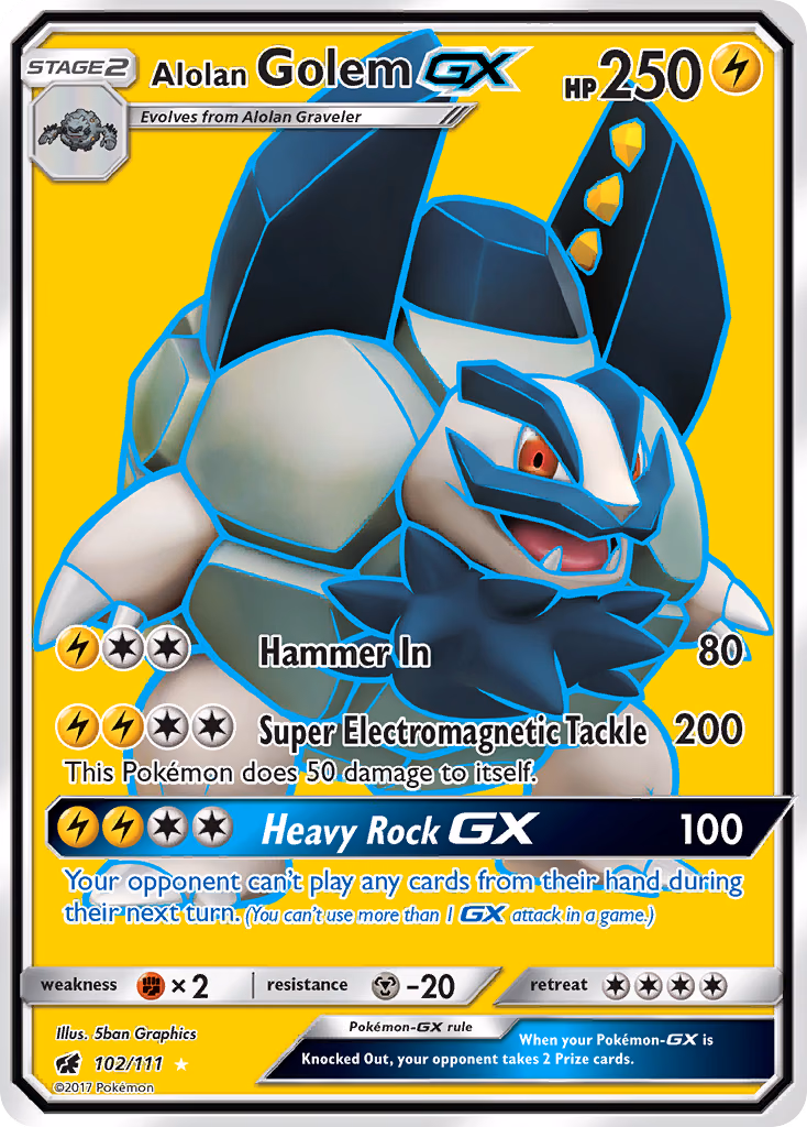 Alolan Golem-GX Pokemon card (102/111, Crimson Invasion)