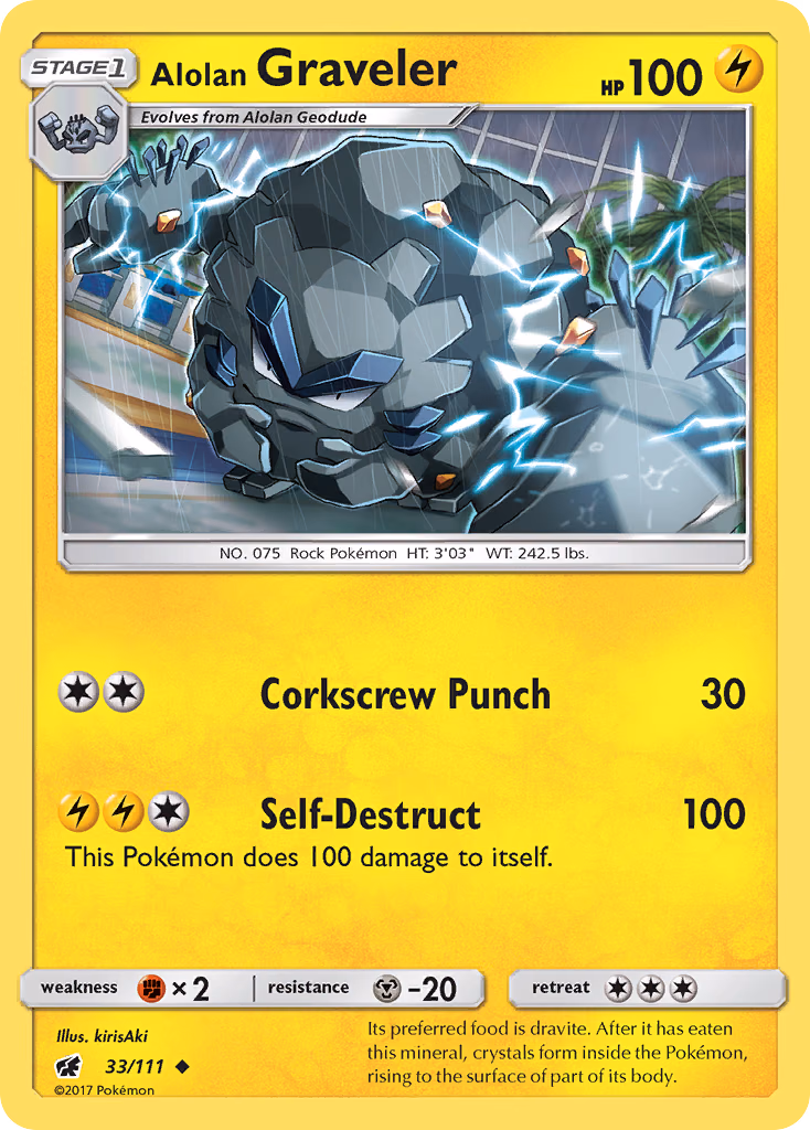 Alolan Graveler Pokemon card (33/111, Crimson Invasion)