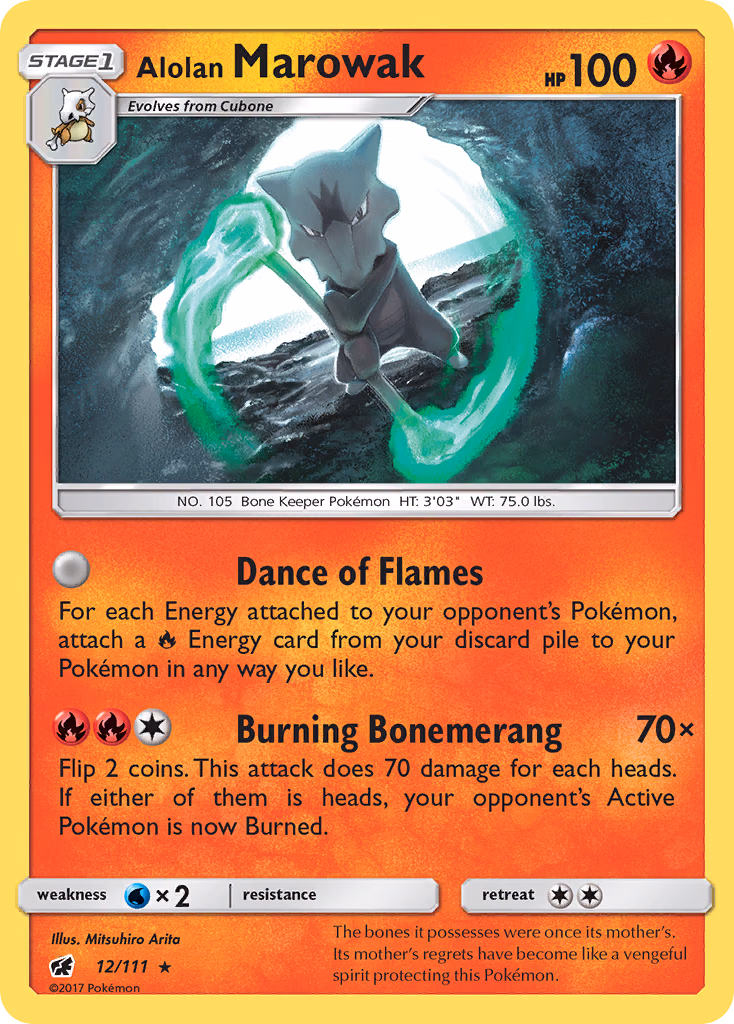 Alolan Marowak Pokemon card (12/111, Crimson Invasion)