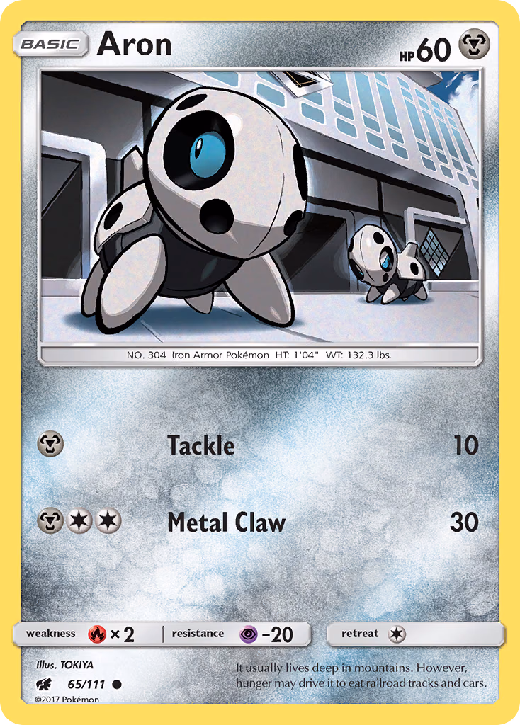 Aron Pokemon card (65/111, Crimson Invasion)