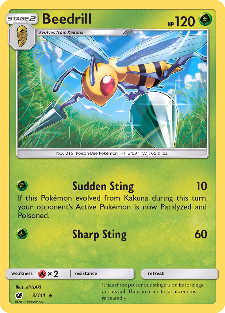 Beedrill Pokemon card (3/111, Crimson Invasion)