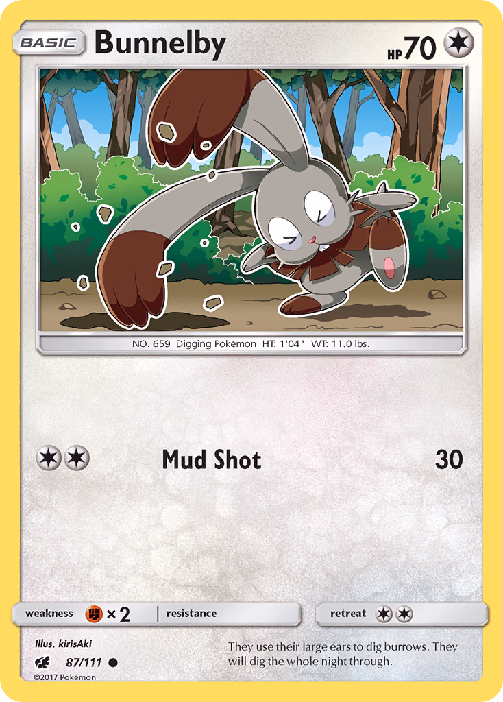 Bunnelby Pokemon card (87/111, Crimson Invasion)