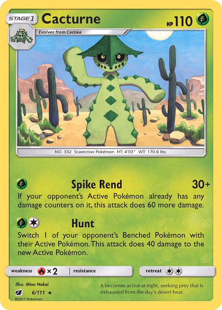 Cacturne Pokemon card (6/111, Crimson Invasion)