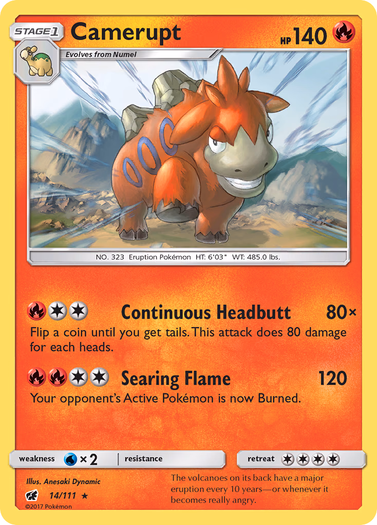 Camerupt Pokemon card (14/111, Crimson Invasion)