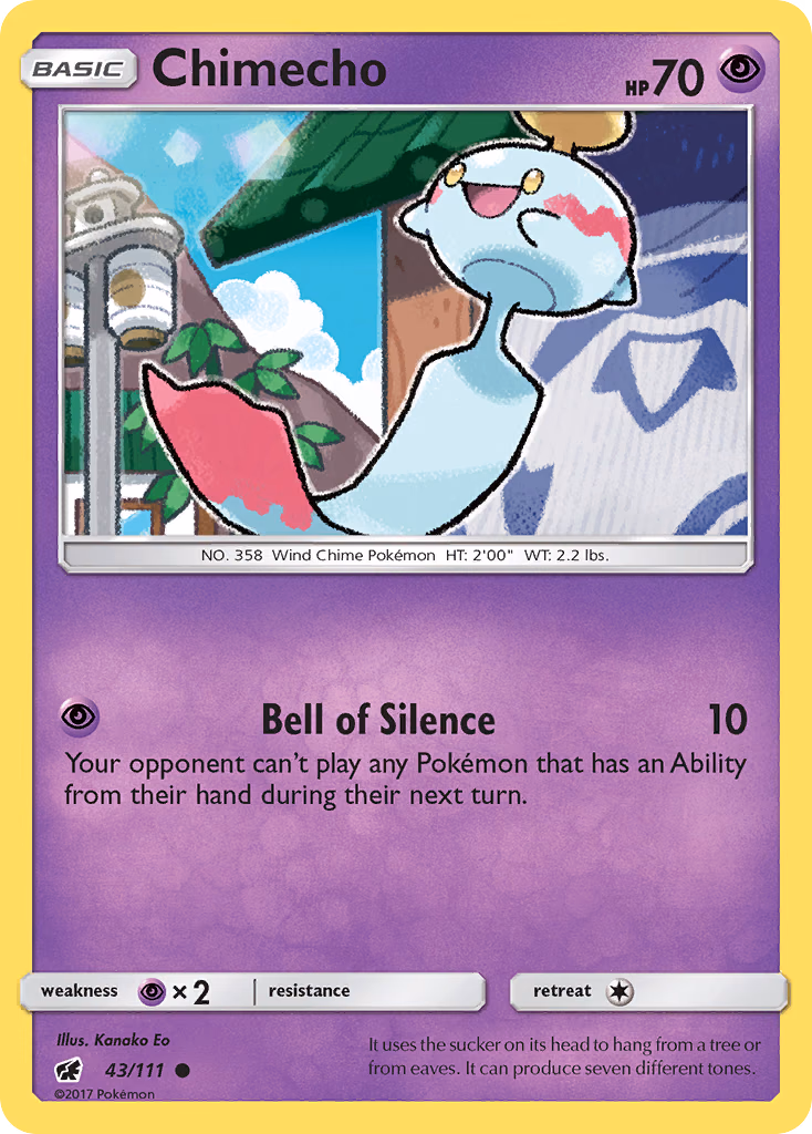 Chimecho Pokemon card (43/111, Crimson Invasion)