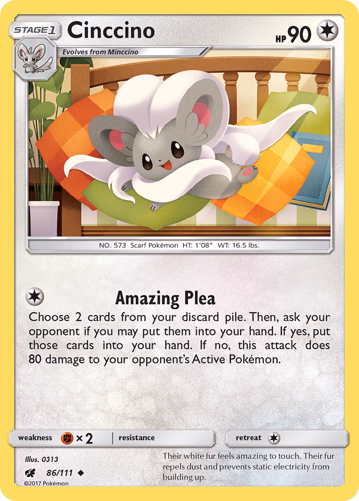 Cinccino Pokemon card (86/111, Crimson Invasion)