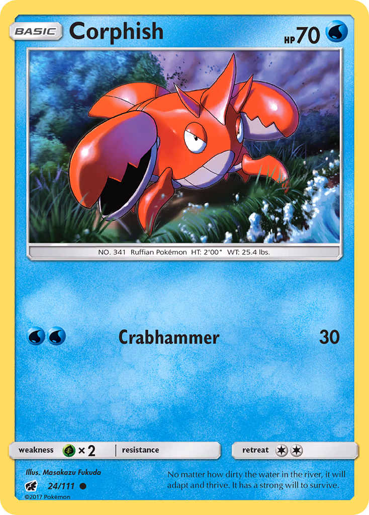 Corphish Pokemon card (24/111, Crimson Invasion)