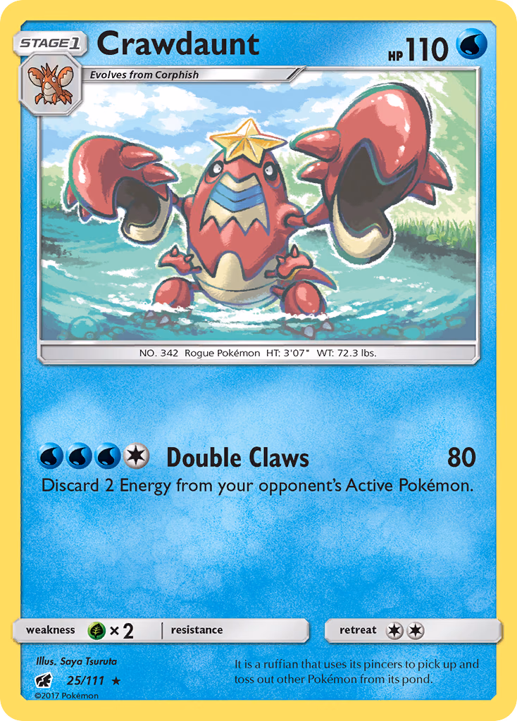 Crawdaunt Pokemon card (25/111, Crimson Invasion)