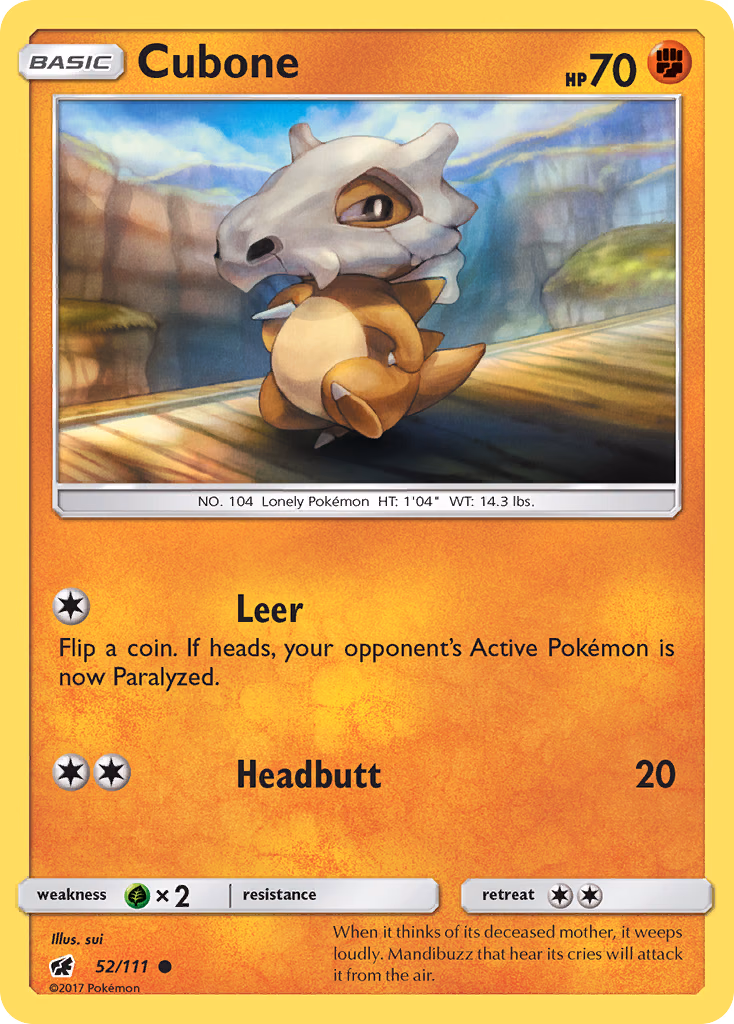 Cubone Pokemon card (52/111, Crimson Invasion)