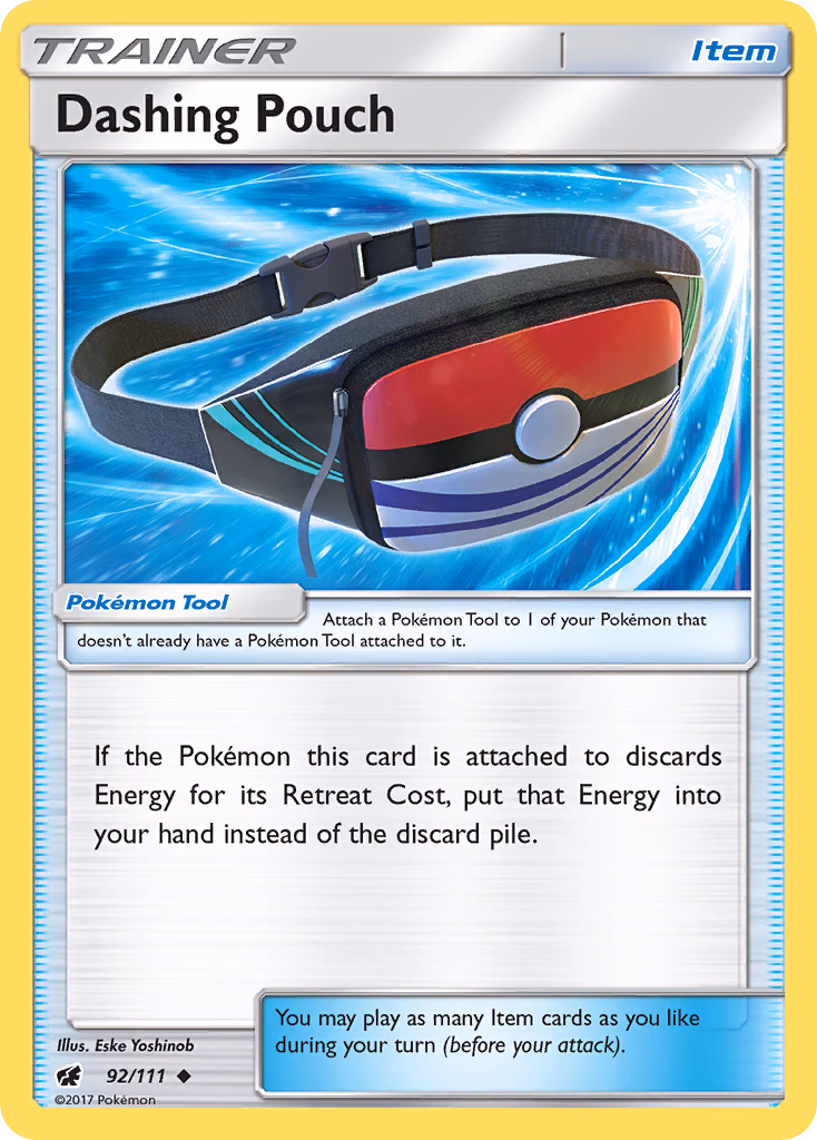Dashing Pouch Pokemon card (92/111, Crimson Invasion)