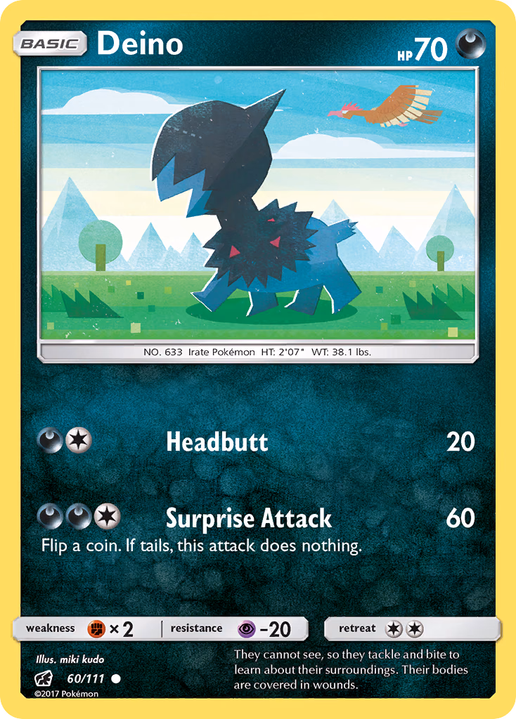 Deino Pokemon card (60/111, Crimson Invasion)