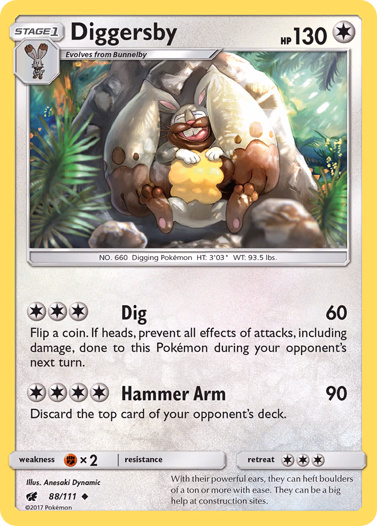 Diggersby Pokemon card (88/111, Crimson Invasion)