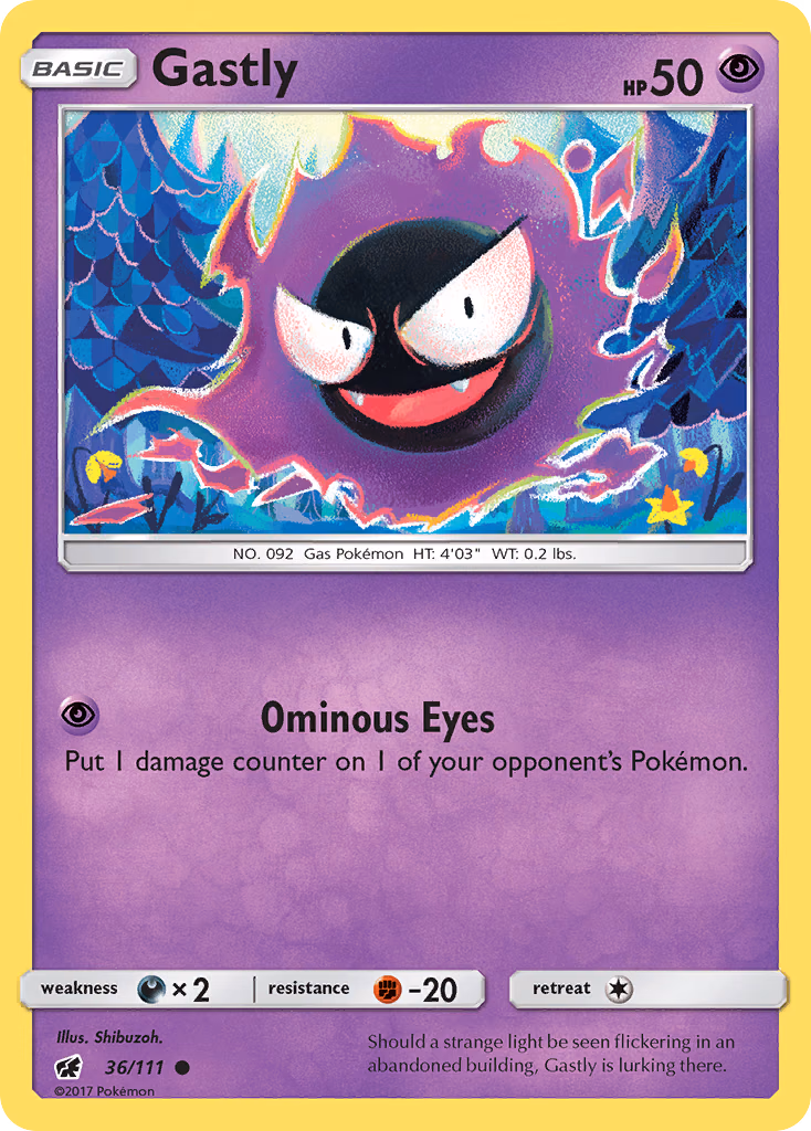 Gastly Pokemon card (36/111, Crimson Invasion)