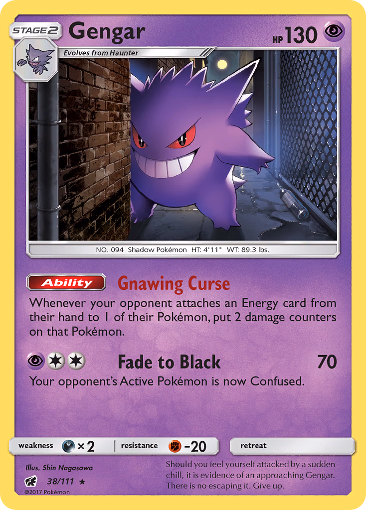 Gengar Pokemon card (38/111, Crimson Invasion)