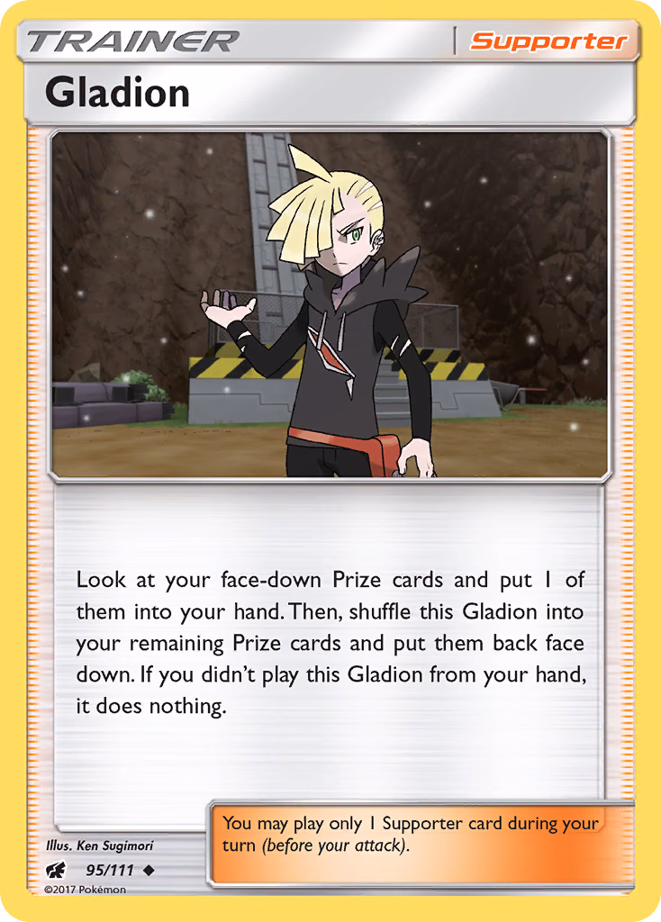 Gladion Pokemon card (95/111, Crimson Invasion)
