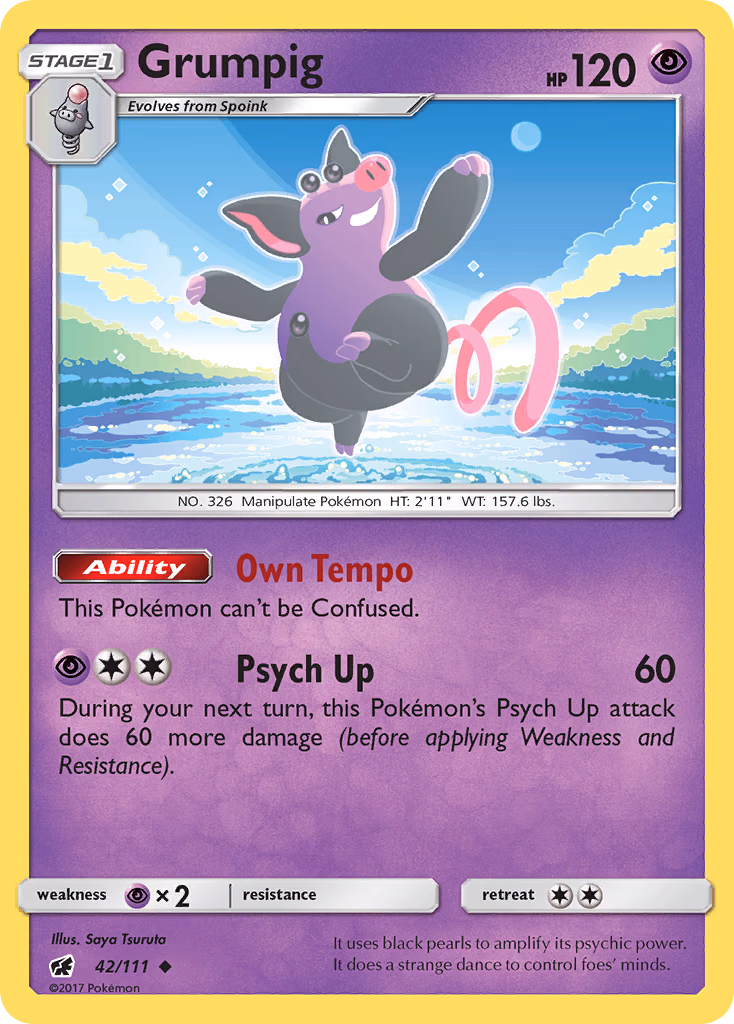 Grumpig Pokemon card (42/111, Crimson Invasion)