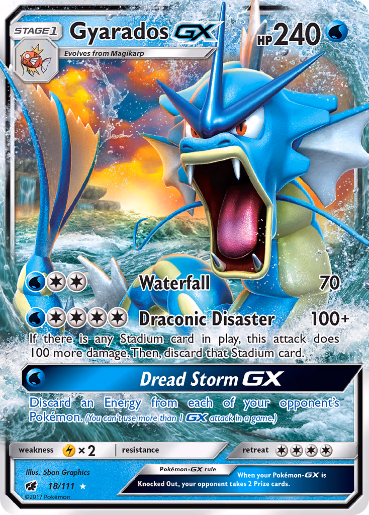 Gyarados-GX Pokemon card (18/111, Crimson Invasion)