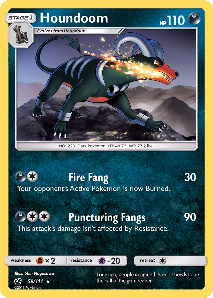 Houndoom Pokemon card (59/111, Crimson Invasion)