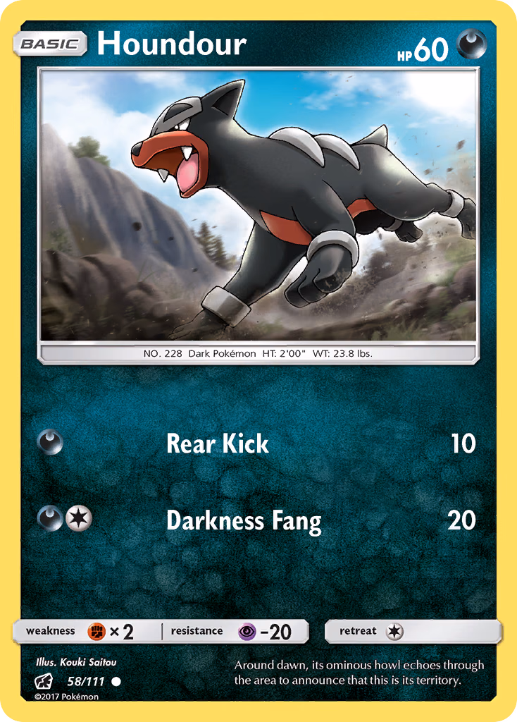 Houndour Pokemon card (58/111, Crimson Invasion)