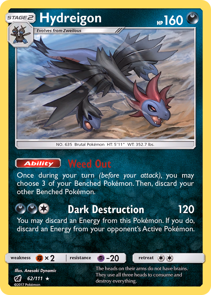 Hydreigon Pokemon card (62/111, Crimson Invasion)