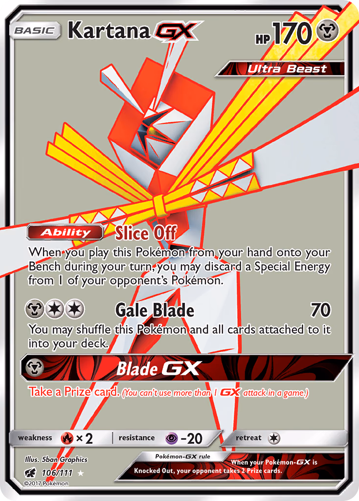 Kartana-GX Pokemon card (106/111, Crimson Invasion)