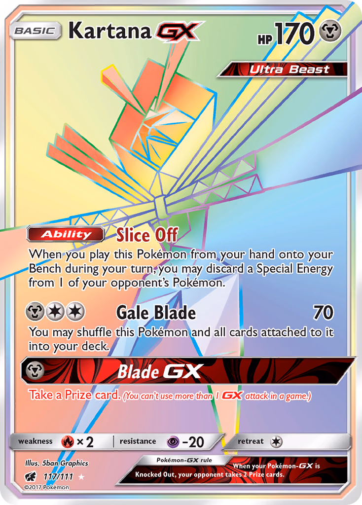 Kartana-GX Pokemon card (117/111, Crimson Invasion)
