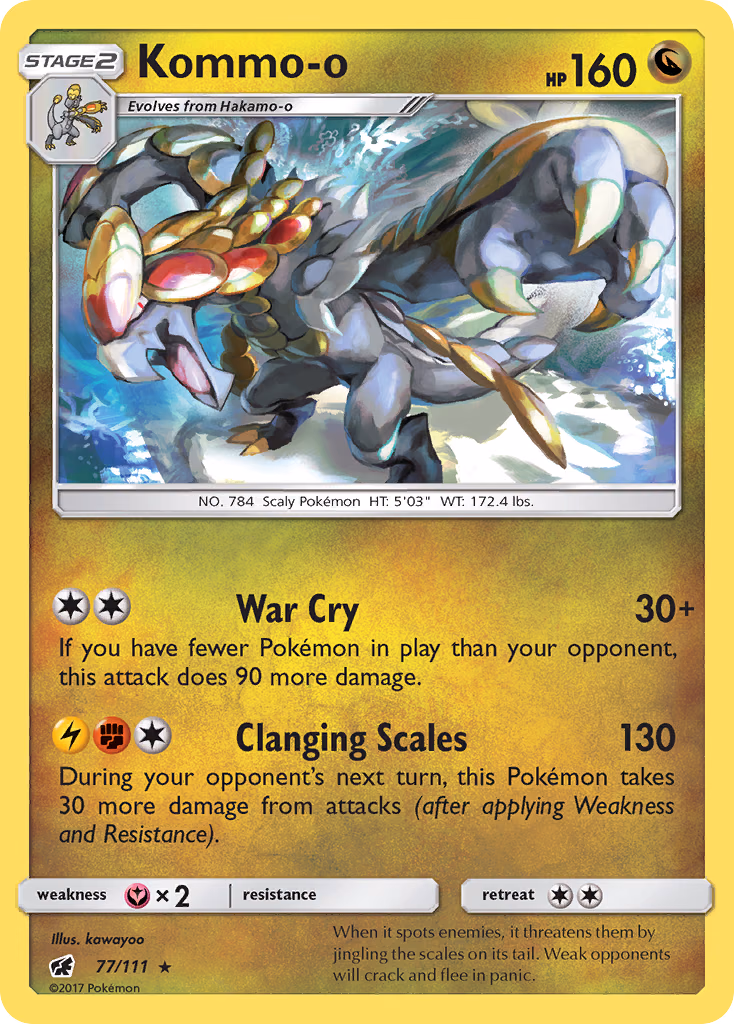 Kommo-o Pokemon card (77/111, Crimson Invasion)