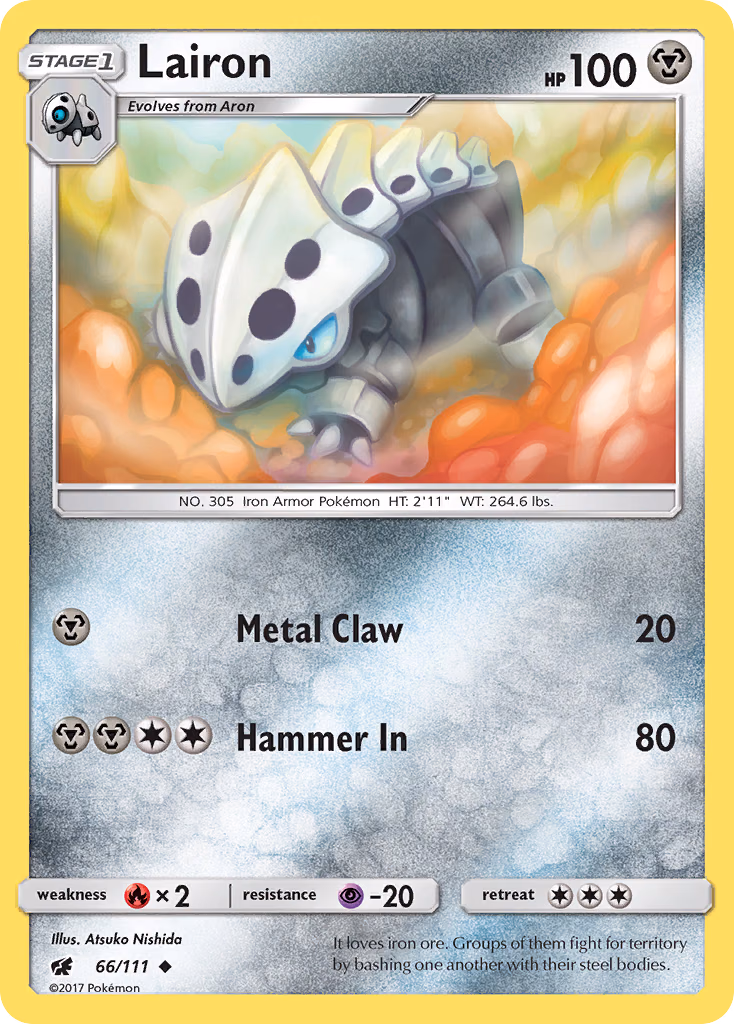Lairon Pokemon card (66/111, Crimson Invasion)