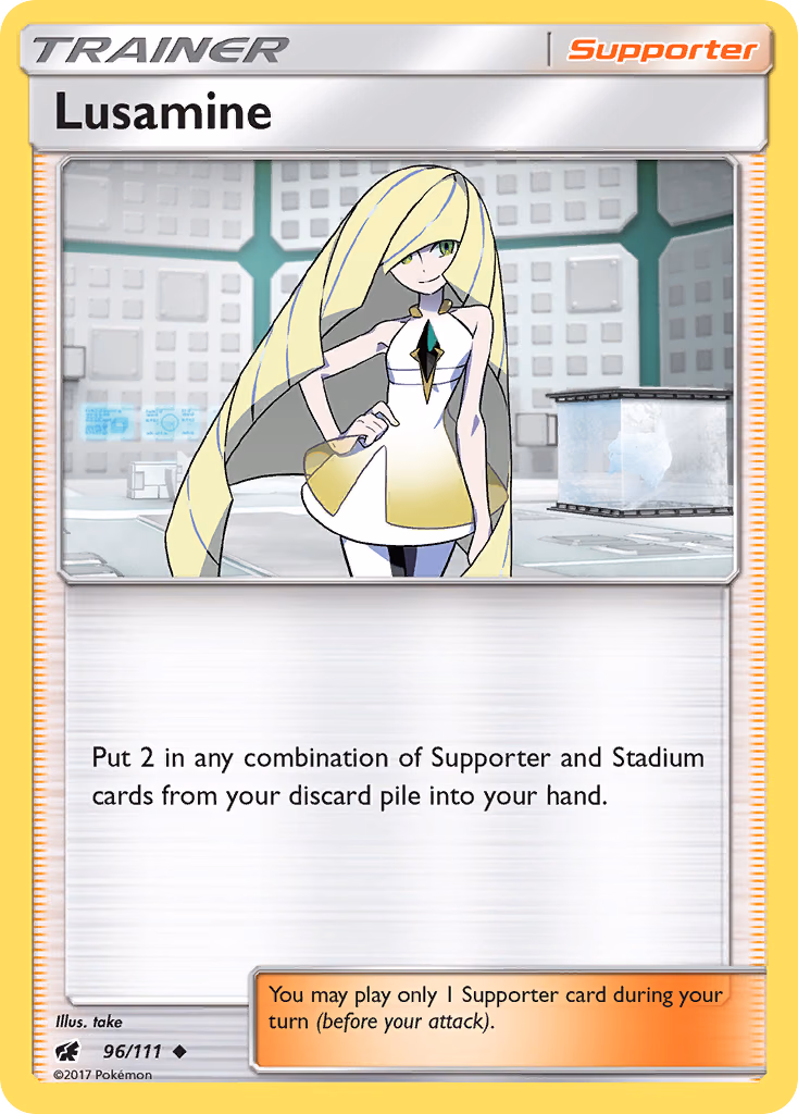 Lusamine Pokemon card (96/111, Crimson Invasion)