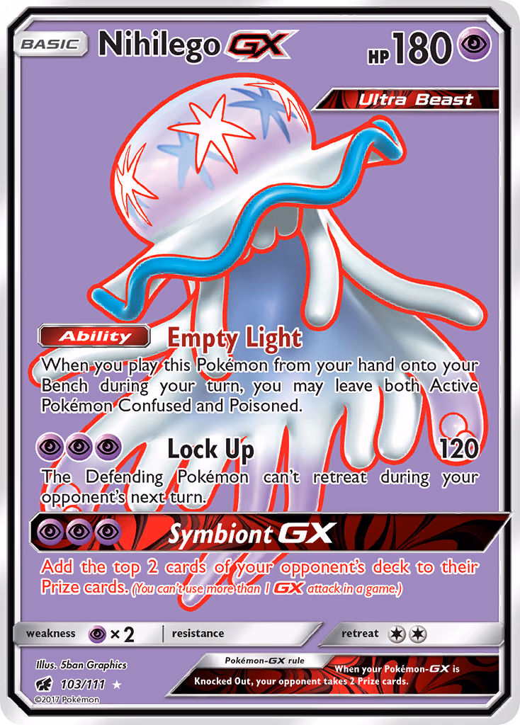 Nihilego-GX Pokemon card (103/111, Crimson Invasion)
