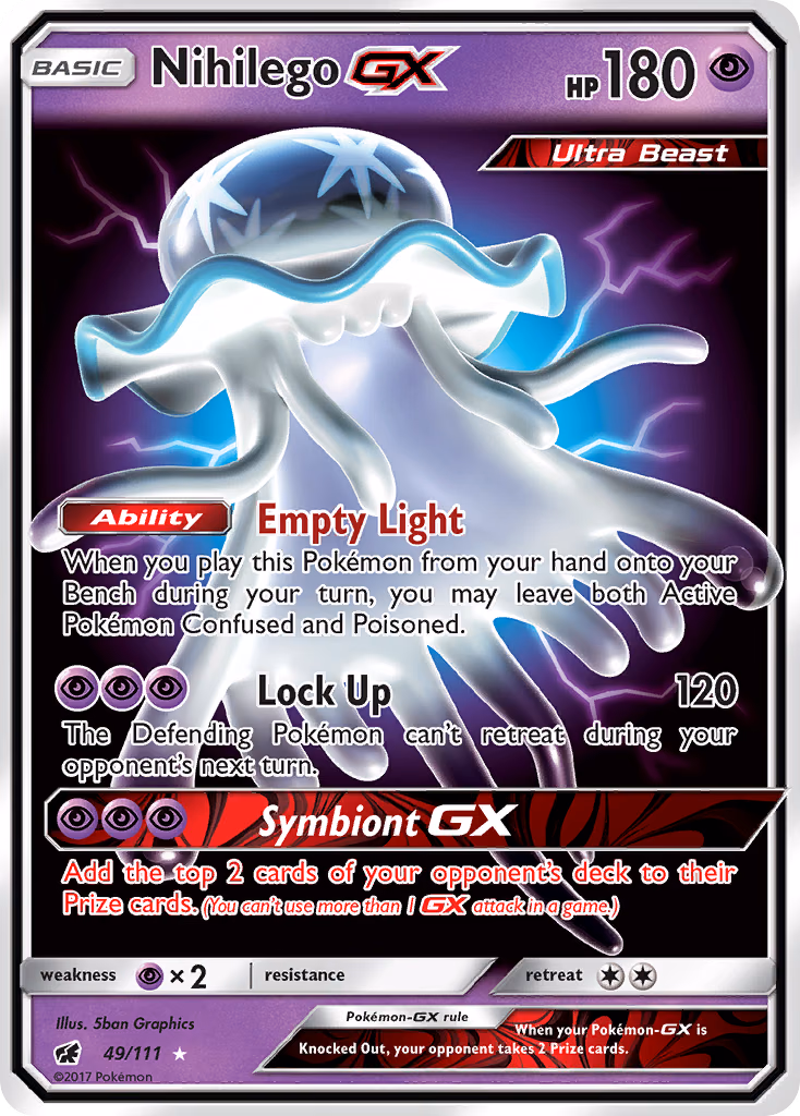 Nihilego-GX Pokemon card (49/111, Crimson Invasion)