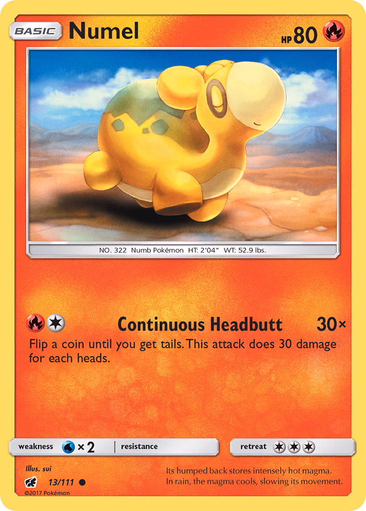 Numel Pokemon card (13/111, Crimson Invasion)