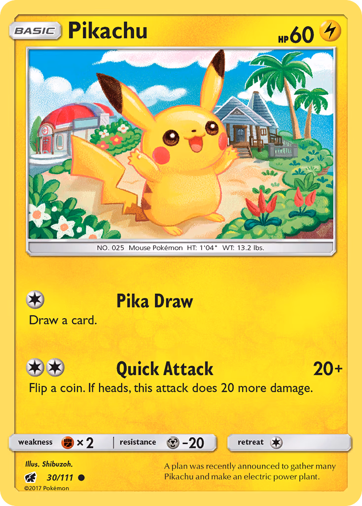 Pikachu Pokemon card (30/111, Crimson Invasion)