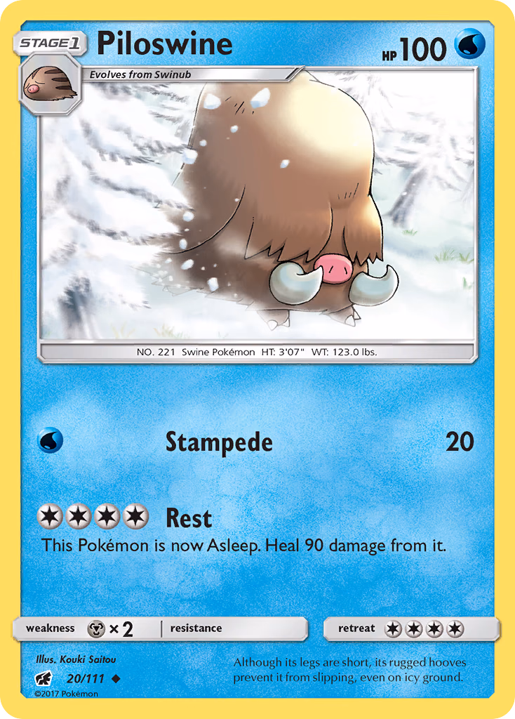 Piloswine Pokemon card (20/111, Crimson Invasion)