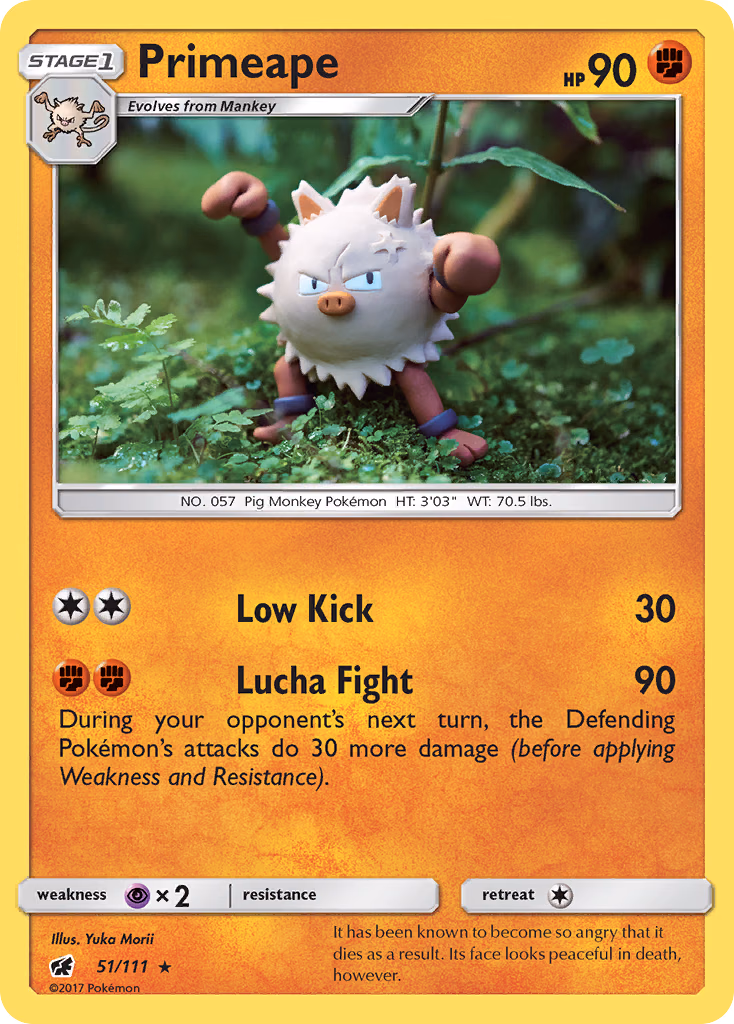 Primeape Pokemon card (51/111, Crimson Invasion)